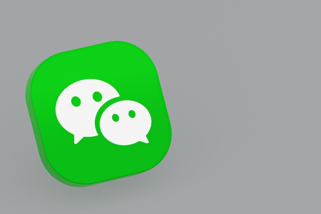 Wechat applicatie logo 3D-rendering op grijze achtergrond