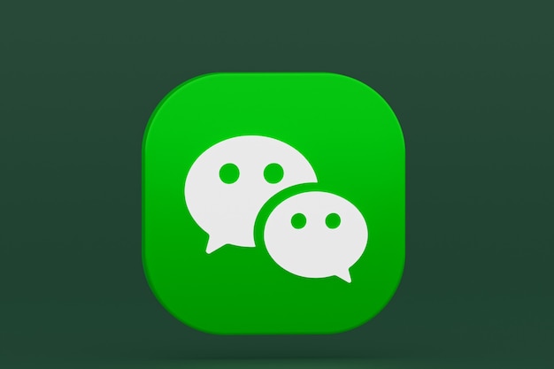 Wechat applicatie logo 3D-rendering op groene achtergrond