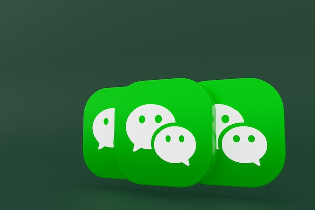 Wechat applicatie logo 3D-rendering op groene achtergrond