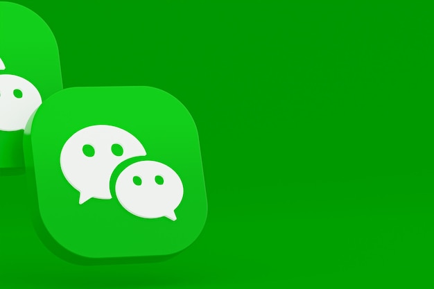 Wechat applicatie logo 3D-rendering op groene achtergrond