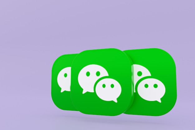 Wechat applicatie logo 3D-rendering op paarse achtergrond