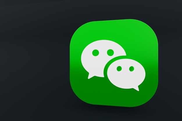 Wechat application logo 3d rendering on Black background