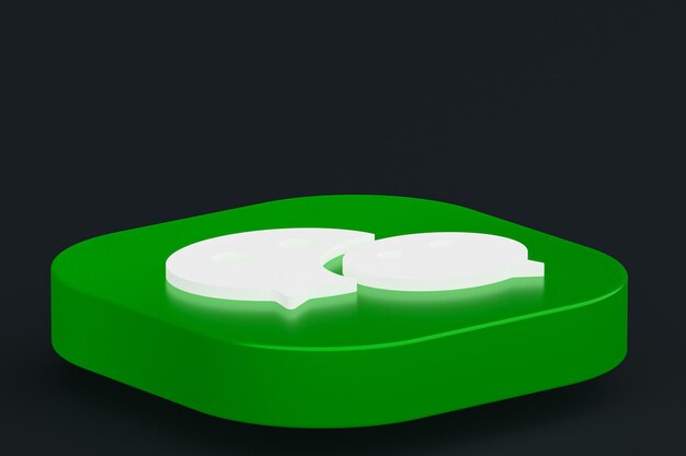 Wechat application logo 3d rendering on Black background