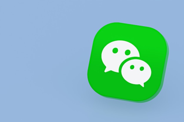 Wechat application logo 3d rendering on blue background