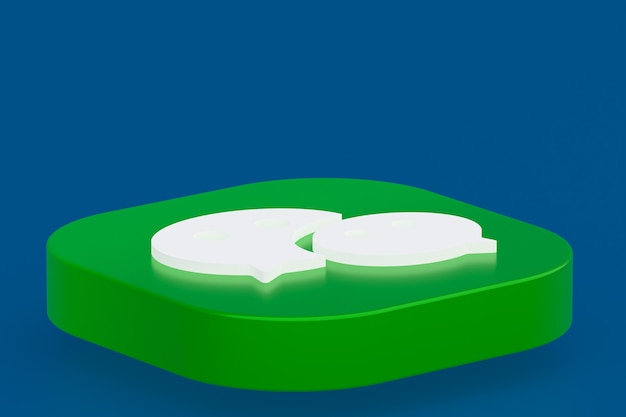 Wechat application logo 3d rendering on blue background