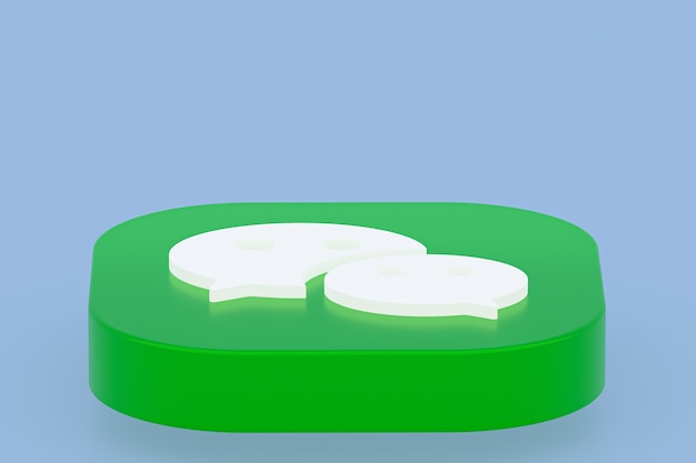 Wechat application logo 3d rendering on blue background