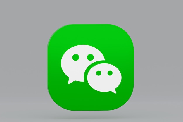 회색 배경에 Wechat 응용 프로그램 로고 3d 렌더링