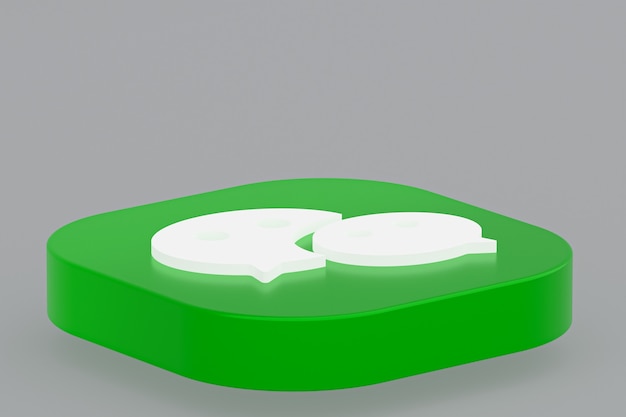 Wechat application logo 3d rendering on gray background