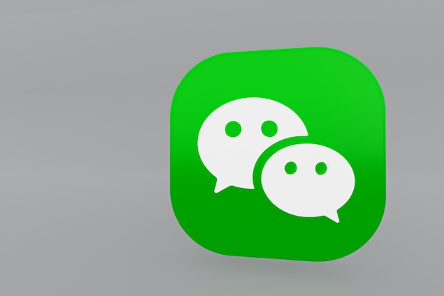 Wechat application logo 3d rendering on gray background