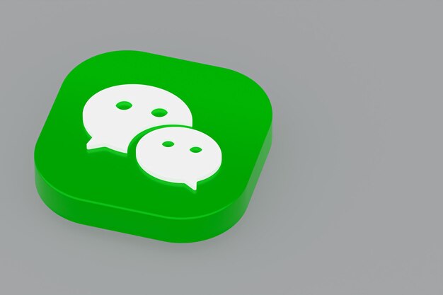 Wechat application logo 3d rendering on gray background