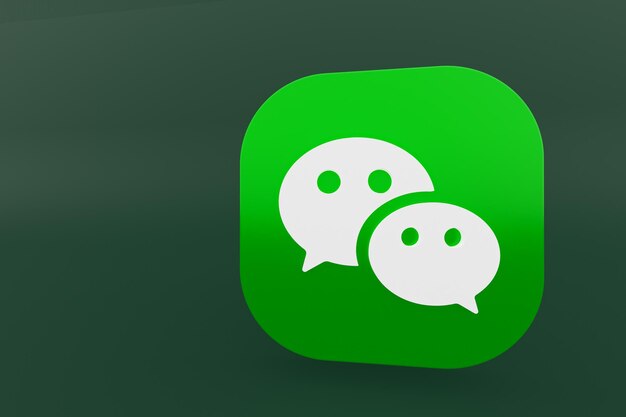 Логотип приложения Wechat 3D-рендеринг на зеленом фоне