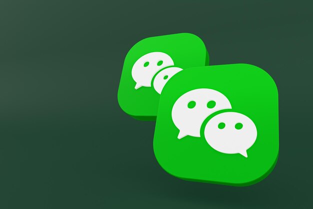 Photo wechat application logo 3d rendering on green background