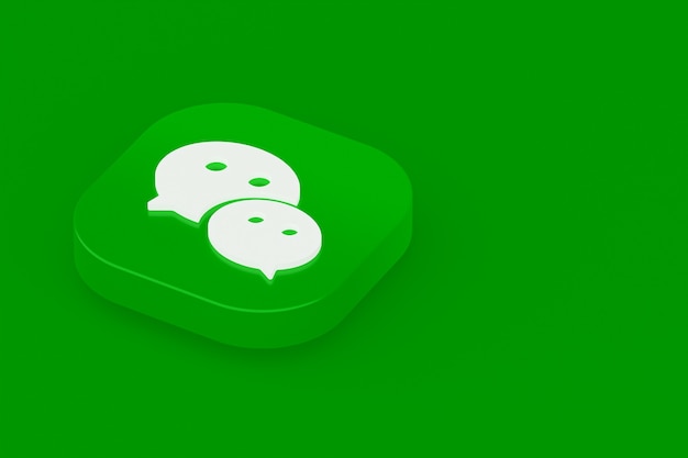 Логотип приложения wechat 3d-рендеринг на зеленом фоне