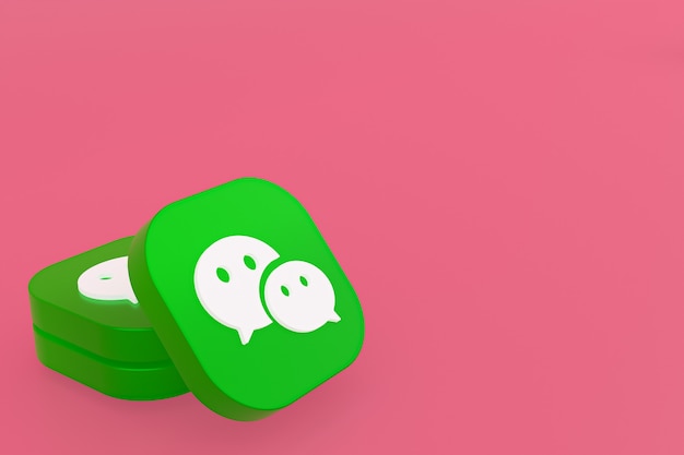 Фото 3d-рендеринг логотипа приложения wechat на розовом фоне