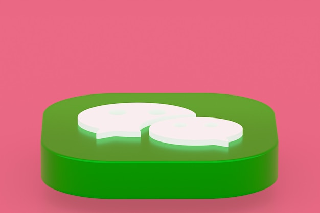 Wechat application logo 3d rendering on pink background