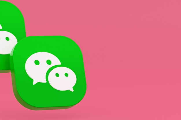 3d-рендеринг логотипа приложения wechat на розовом фоне