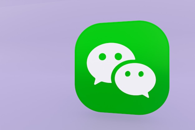 Wechat application logo 3d rendering on Purple background