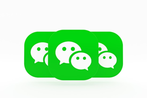 Wechat application logo 3d rendering on white background