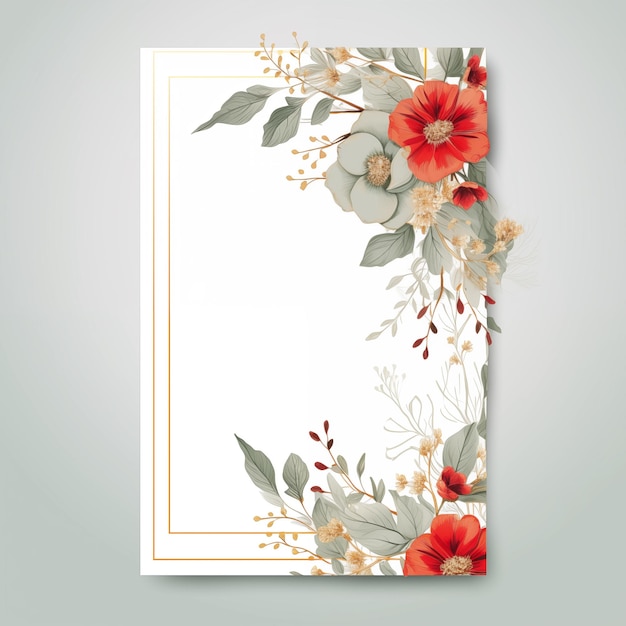 Photo wedding abstract background blank wedding invitation card set with small floral flower