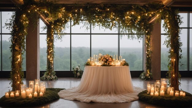 wedding altar wrapped in cascading vines