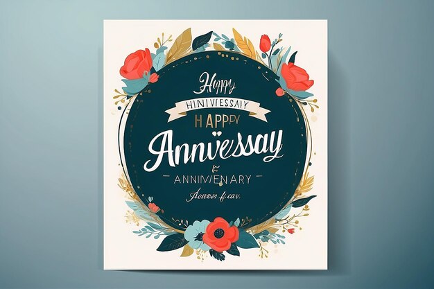 Wedding Anniversary Wishing Greeting Card Design Conceptual Creative Card for Marriage Anniversary Editable Illustration