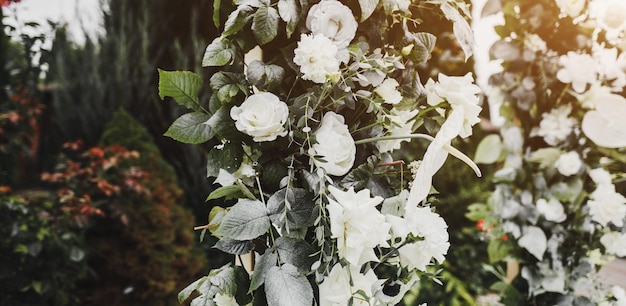 Wedding arch made of fresh flowers