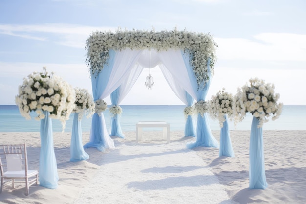 Wedding arch with flowers on the beach