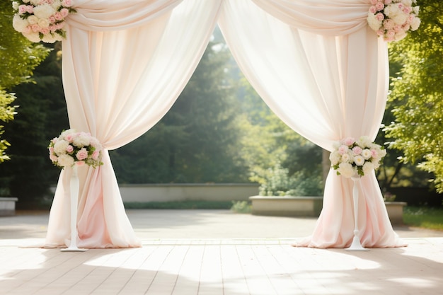 Wedding arch with flowers and copy space