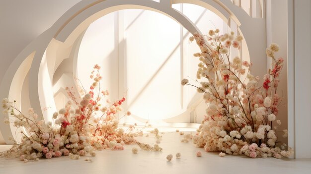 wedding arch with flowers for wedding ceremony