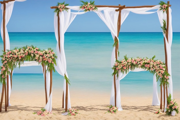 A wedding arch with the letter m on it