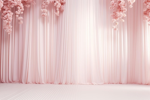 wedding backdrop aesthetic flower decoration light pink indoor minimalist studio background