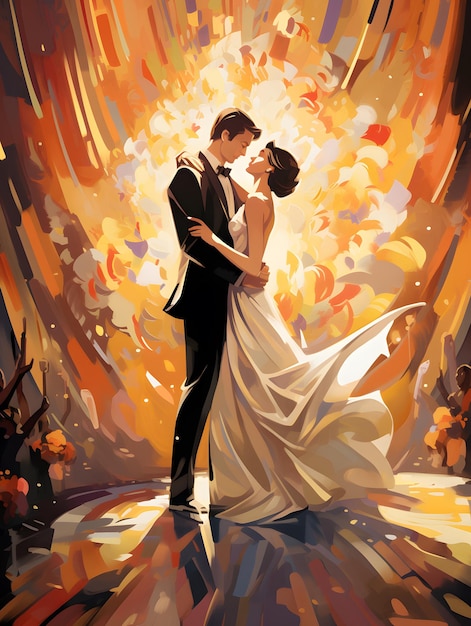 Wedding backdrop background illustration design couple in love marriage bride