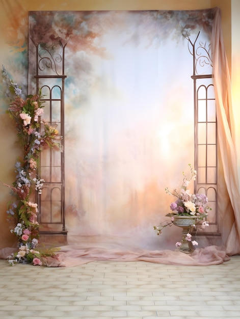 Wedding backdrop background illustration design couple in love marriage bride