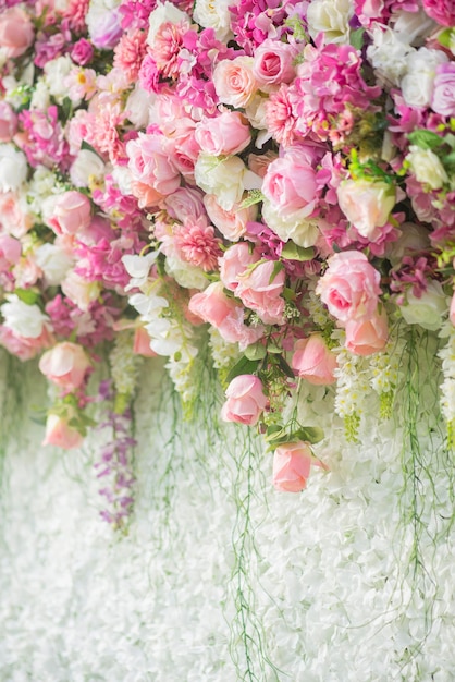 wedding backdrop with flower and wedding decoration