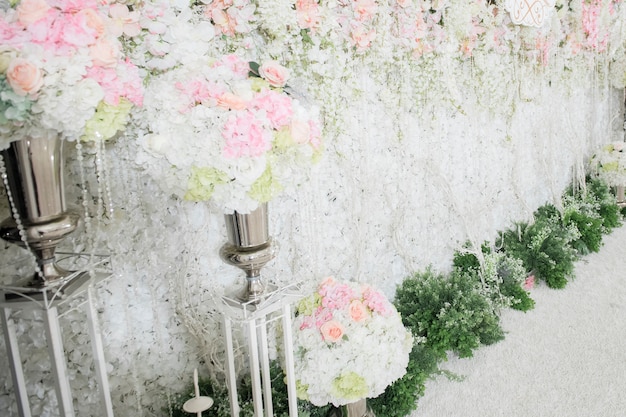 wedding backdrop with flower and wedding decoration