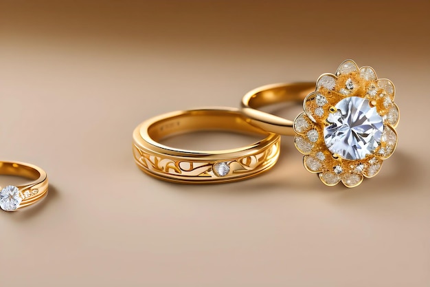 金の指輪と結婚式の背景