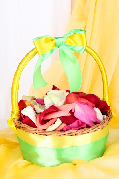 Wedding basket with rose petals