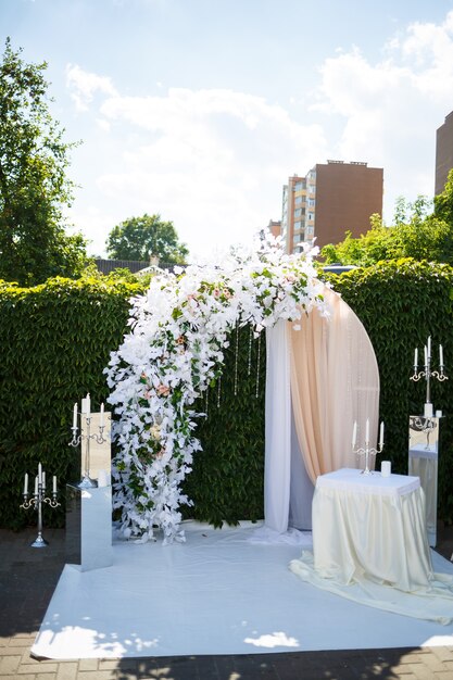 Wedding beautiful arch for the wedding ceremony of the newlyweds