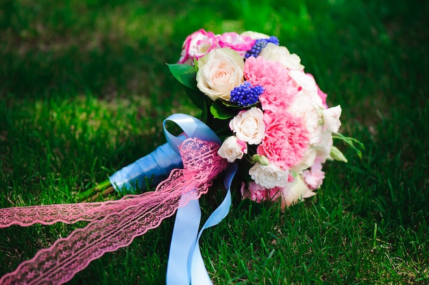 Wedding bouquet, bouqet of beautiful flowers on wed day