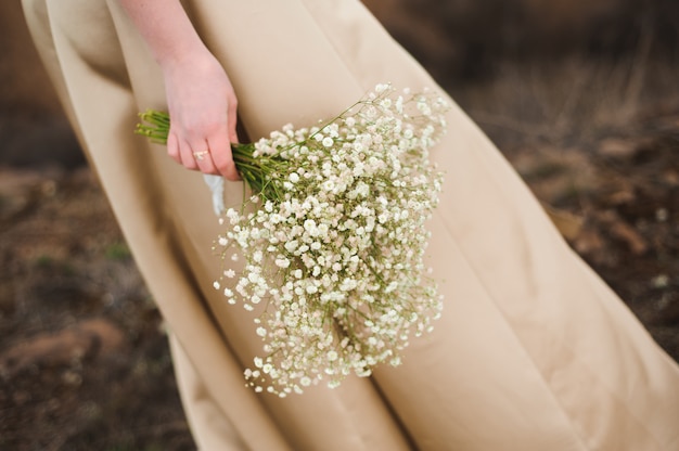 Wedding bouquet, bouquet of beautiful flowers on wed day