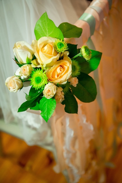 Wedding bouquet of different flowers