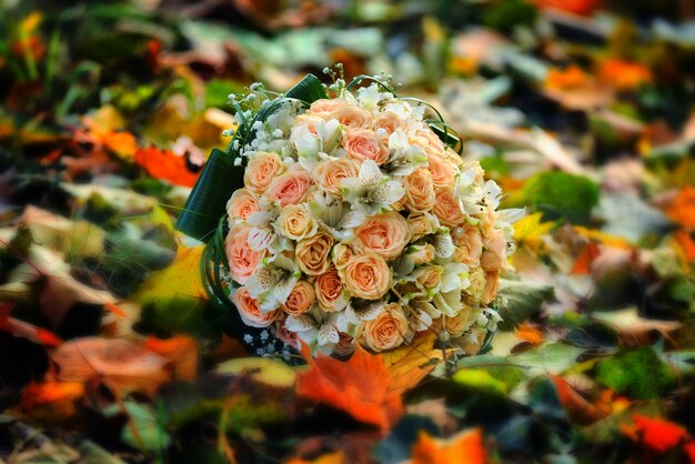 Wedding bouquet of different flowers