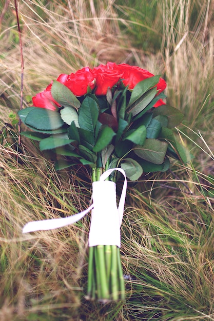 Wedding bouquet on the grass