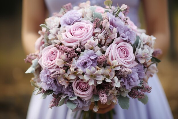 Wedding bouquet in the hands of the bride