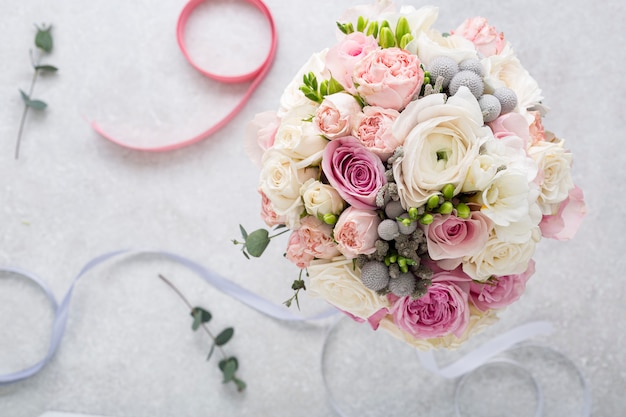 Wedding bride's bouquet. vintage toned picture