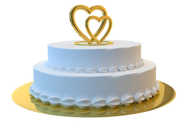 Photo wedding cake 3d with gold hearts