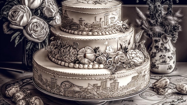 ウェディングケーキ 結婚式用のケーキ クラシックなウェディングケーキ