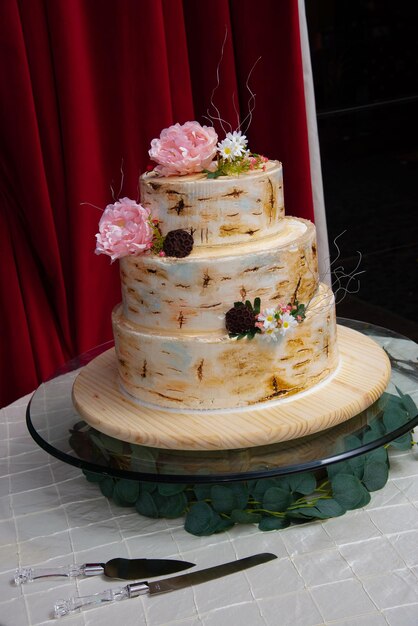 The wedding cake food reception table flower sugar