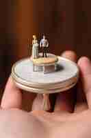 Photo wedding cake stand in the style of miniaturecore