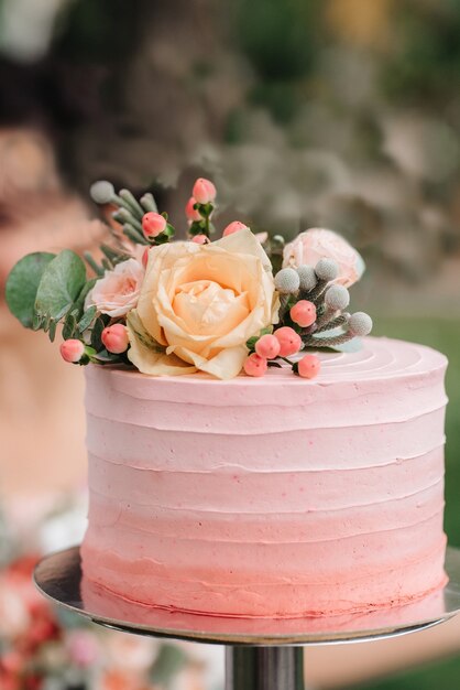 Wedding cake at the wedding of the newlyweds